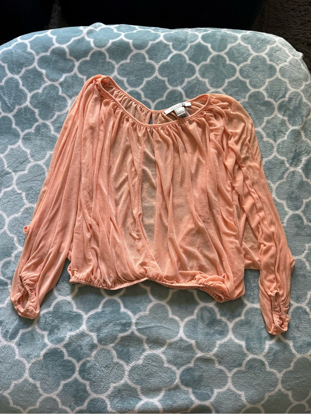 Vintage Forever 21 Lightweight Flowy Sleeves Peach Blouse - Women Tops